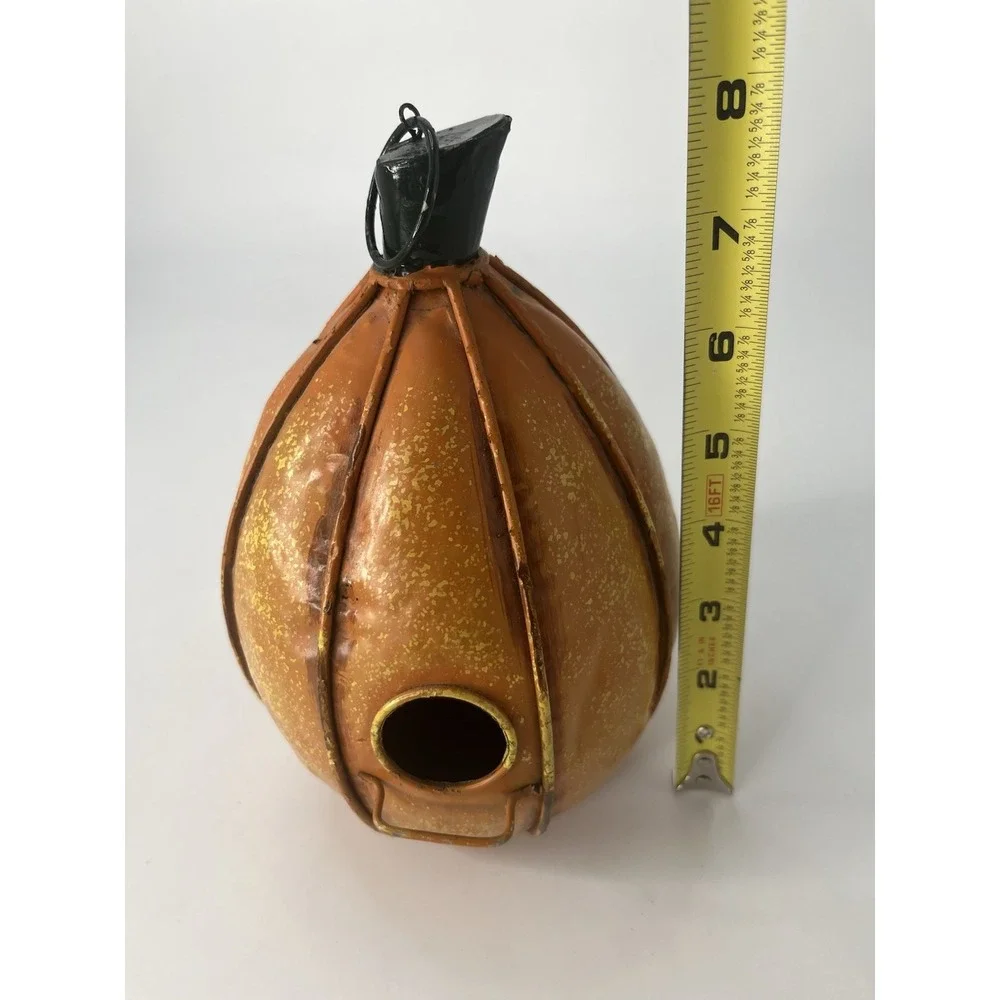 Vintage Pumpkin Bird Feeder Orange Tin Fall Decor